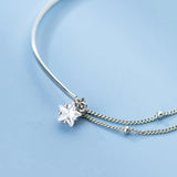 925 Sterling Silver Zircon Link Chain Bracelet Stars Design Women Fine Jewelry