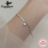 925 Sterling Silver Zircon Link Chain Bracelet Stars Design Women Fine Jewelry