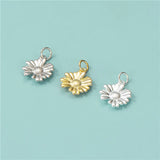 TrustDavis 925 Silver Daisy Flower Charm Pendant DIY Jewelry HY427