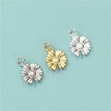 TrustDavis 925 Silver Daisy Flower Charm Pendant DIY Jewelry HY427