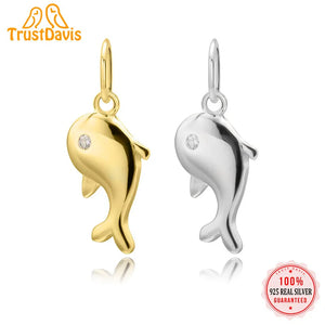 TrustDavis 925 Sterling Silver Dolphins Eye CZ Charm Pendant
