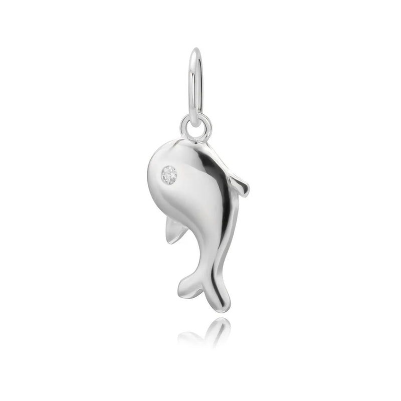TrustDavis 925 Sterling Silver Dolphins Eye CZ Charm Pendant