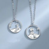 TrustDavis Sterling Silver Little Prince Fox Pendant Couples Necklace