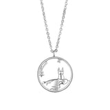 TrustDavis Sterling Silver Little Prince Fox Pendant Couples Necklace
