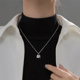 TrustDavis 925 Silver Lock Key CZ Pendant Choker Necklace S925 Jewelry