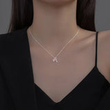 TrustDavis 925 Silver Love Lock Key CZ Necklace Women Wedding S925 Jewelry