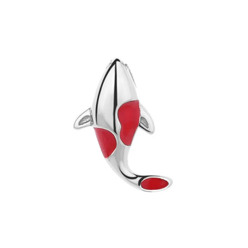 Davis 925 Sterling Silver Lucky Koi Fish Pendant DIY Necklace Accessories