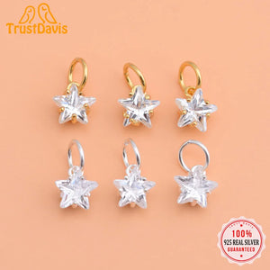 TrustDavis Mini Star CZ Charm Pendant DIY Accessories Fine Jewelry HY047