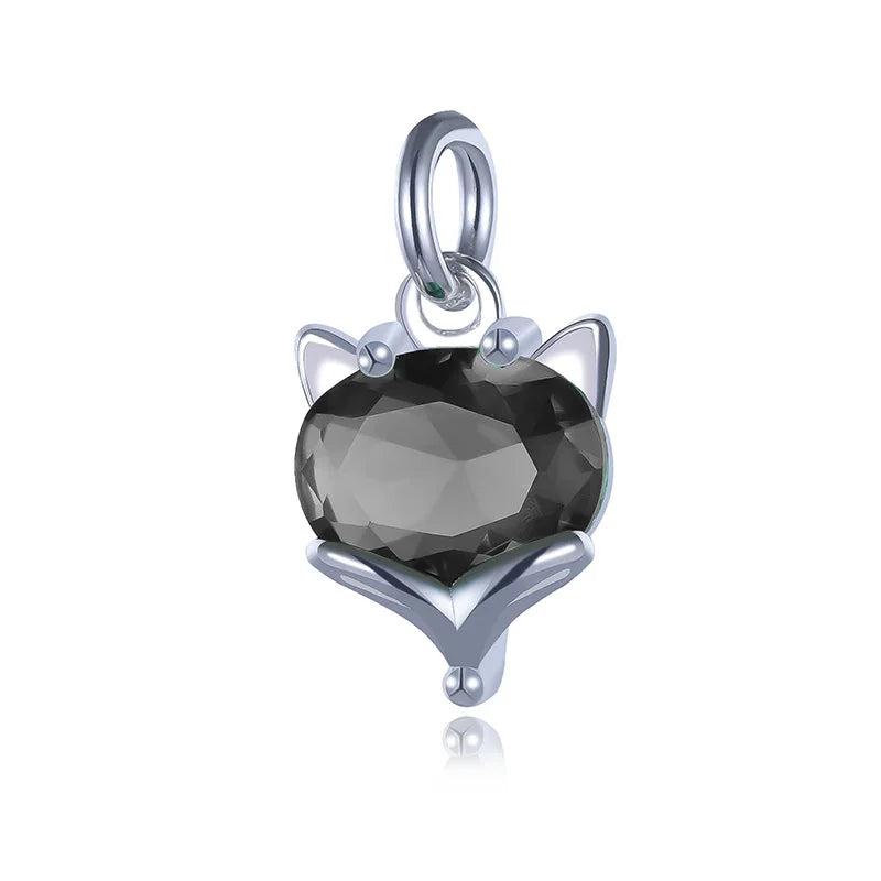 TrustDavis 925 Sterling Silver Fox CZ Charm Pendant DIY Jewelry