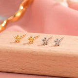 TrustDavis 925 Silver Mini Flower Stud Earring For Women Wedding Party