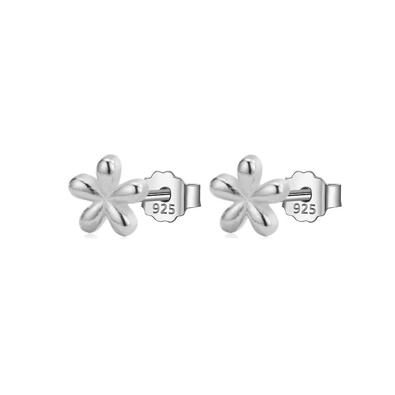 TrustDavis 925 Silver Mini Flower Stud Earring For Women Wedding Party