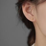 TrustDavis 925 Silver Mini Flower Stud Earring For Women Wedding Party