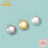 TrustDavis 925 Sterling Silver Round Charm Pendant DIY Jewelry
