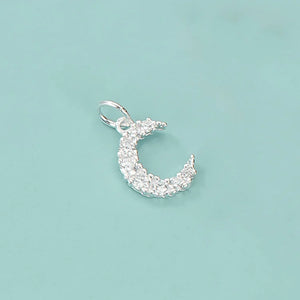 TrustDavis 925 Sterling Silver Moon CZ Charm Pendant DIY Jewelry