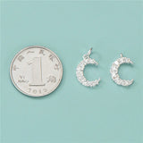TrustDavis 925 Sterling Silver Moon CZ Charm Pendant DIY Jewelry