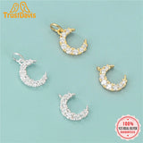 TrustDavis 925 Sterling Silver Moon CZ Charm Pendant DIY Jewelry