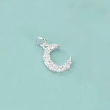 TrustDavis 925 Sterling Silver Moon CZ Charm Pendant DIY Jewelry