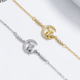 TrustDavis 925 Silver Moon Prince CZ Bracelet Women Wedding Jewelry