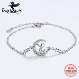 TrustDavis 925 Silver Moon Prince CZ Bracelet Women Wedding Jewelry