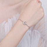 TrustDavis 925 Silver Moon Prince CZ Bracelet Women Wedding Jewelry