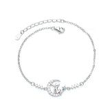 TrustDavis 925 Silver Moon Prince CZ Bracelet Women Wedding Jewelry