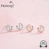 925 Sterling Silver Moon Prince CZ Stud Earring Women Teen Girl Wholesale