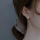 925 Sterling Silver Moon Prince CZ Stud Earring Women Teen Girl Wholesale