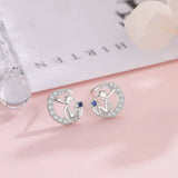 925 Sterling Silver Moon Prince CZ Stud Earring Women Teen Girl Wholesale