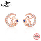 925 Sterling Silver Moon Prince CZ Stud Earring Women Teen Girl Wholesale