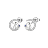 925 Sterling Silver Moon Prince CZ Stud Earring Women Teen Girl Wholesale