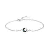 Real 925 Sterling Silver Moon Shell Necklace & Bracelet Set for Women