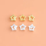 Genuine 925 Silver Moon Star Charm Beads Pendant DIY Fine Jewelry