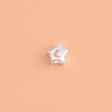 Genuine 925 Silver Moon Star Charm Beads Pendant DIY Fine Jewelry
