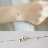 925 Silver Moon Star Bowknot Bracelet Fine Jewelry