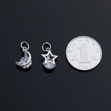 TrustDavis 925 Silver Moon Star Zircon Charm Pendant