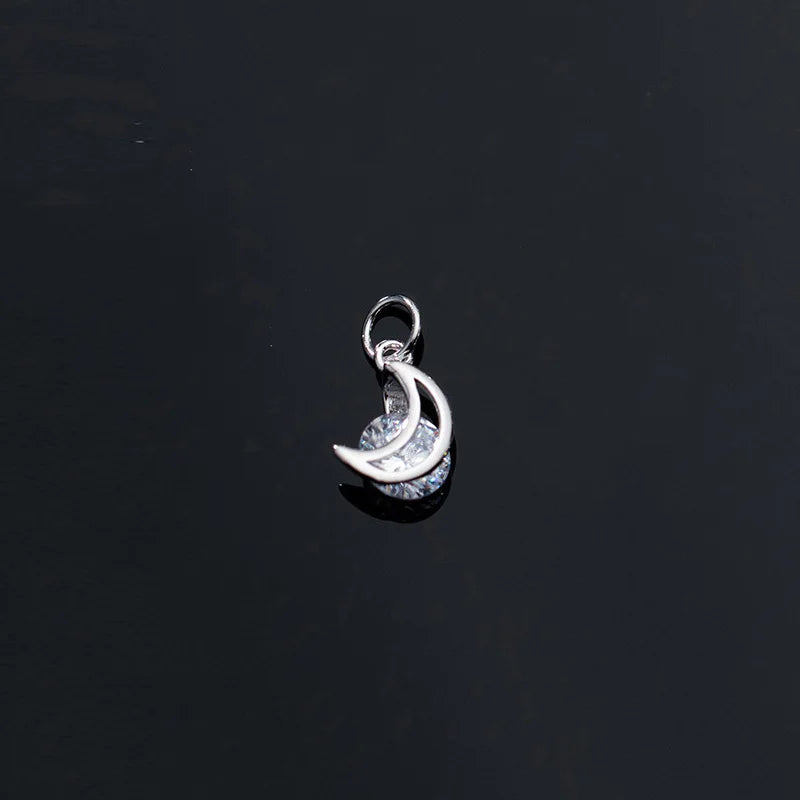 TrustDavis 925 Silver Moon Star Zircon Charm Pendant