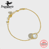 925 Silver Moonstone Aquamarine Chain Bracelet Women Wedding Fine Jewelry