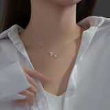 TrustDavis 925 Silver Tulip Flower CZ Necklace Mother's Gift