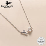 TrustDavis 925 Silver Tulip Flower CZ Necklace Mother's Gift