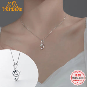 TrustDavis 925 Sterling Silver Music Notes Pendant Necklace DIY Jewelry HY734