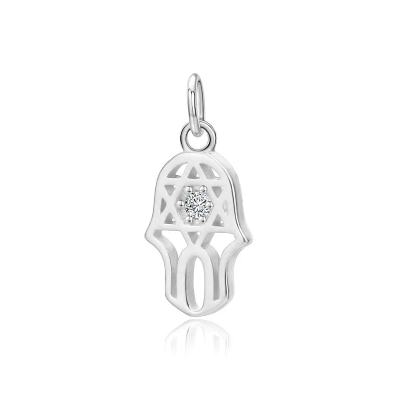 TrustDavis 925 Sterling Silver Palm Star CZ Charm Pendant DIY Jewelry