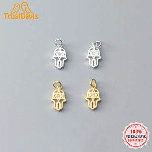 TrustDavis 925 Sterling Silver Palm Star CZ Charm Pendant DIY Jewelry