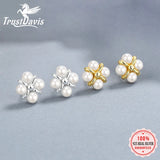 925 Silver Pearl Stud Earrings for Women Girls Wedding Jewelry