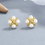 925 Silver Pearl Stud Earrings for Women Girls Wedding Jewelry