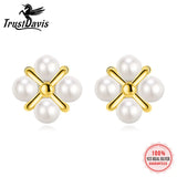 925 Silver Pearl Stud Earrings for Women Girls Wedding Jewelry