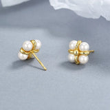 925 Silver Pearl Stud Earrings for Women Girls Wedding Jewelry