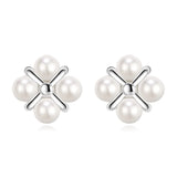 925 Silver Pearl Stud Earrings for Women Girls Wedding Jewelry