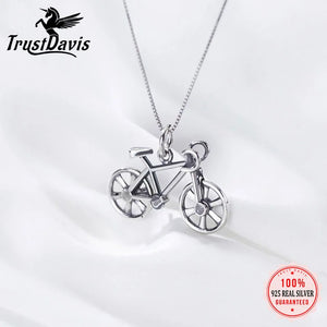 TrustDavis 925 Sterling Silver Bike Choker Necklace for Women