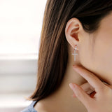 TrustDavis 925 Silver Cross Hoop Earring Wedding Party Fine S925 Jewelry