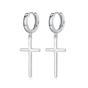 TrustDavis 925 Silver Cross Hoop Earring Wedding Party Fine S925 Jewelry